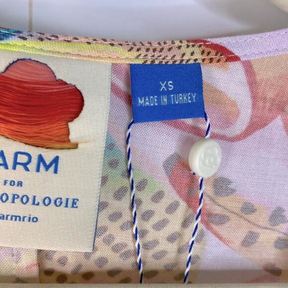 Farm Rio Rainforest Long Sleeves Blouse Fruits Print Wrap V-Neck Yellow Size XS - Picture 13 of 16